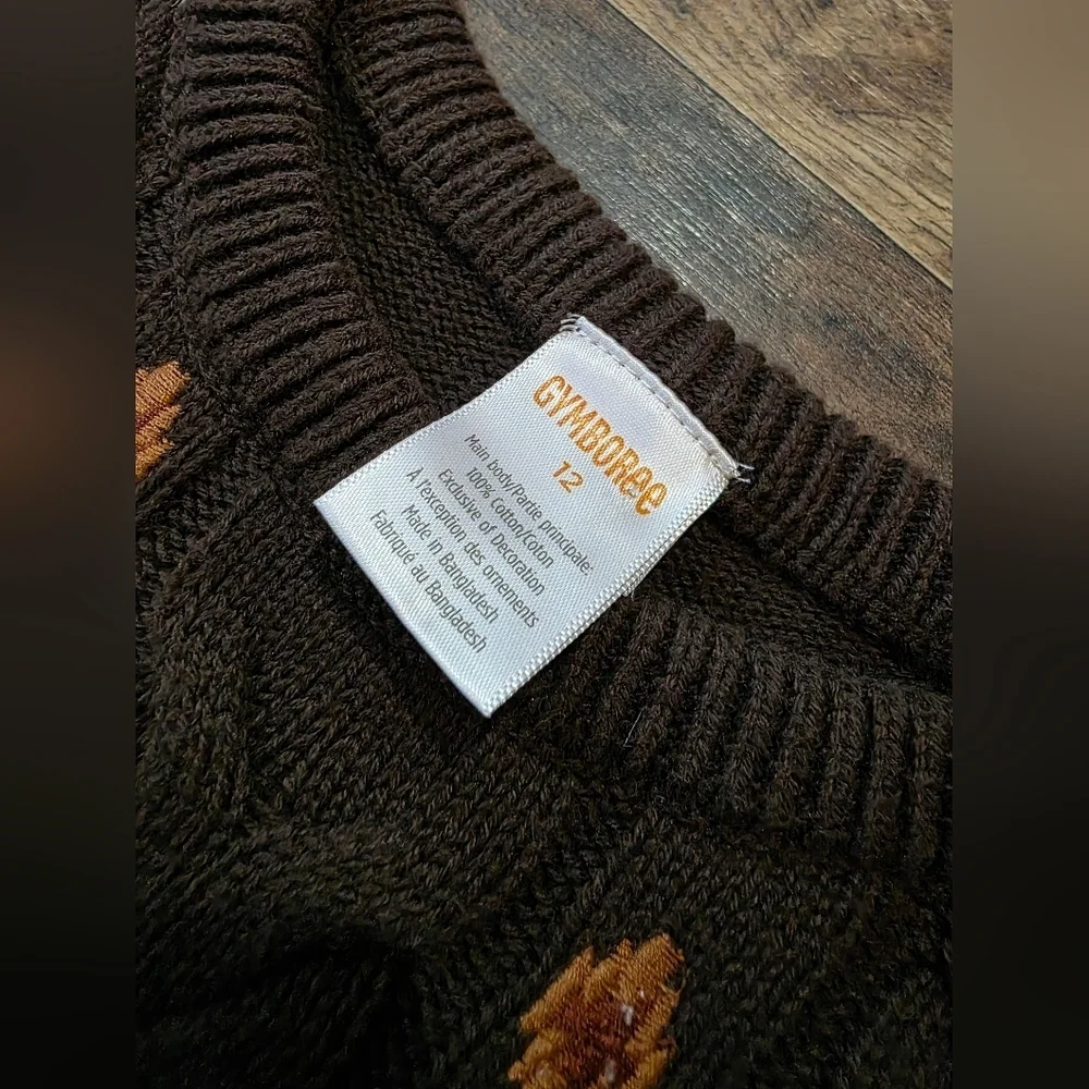 Gymboree Kid's Intarsia Brown Bear Montana Mountain Sweater Dress Size 12